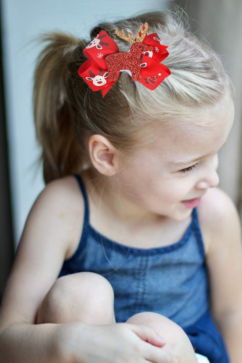BPNHNA 5 Pcs Christmas Sequins Alligator Clips Girls Hair Clips Bows Barrettes Hair Accessories,Include Santa,Christmas Tree and Cap, Elk Styles - Image 4